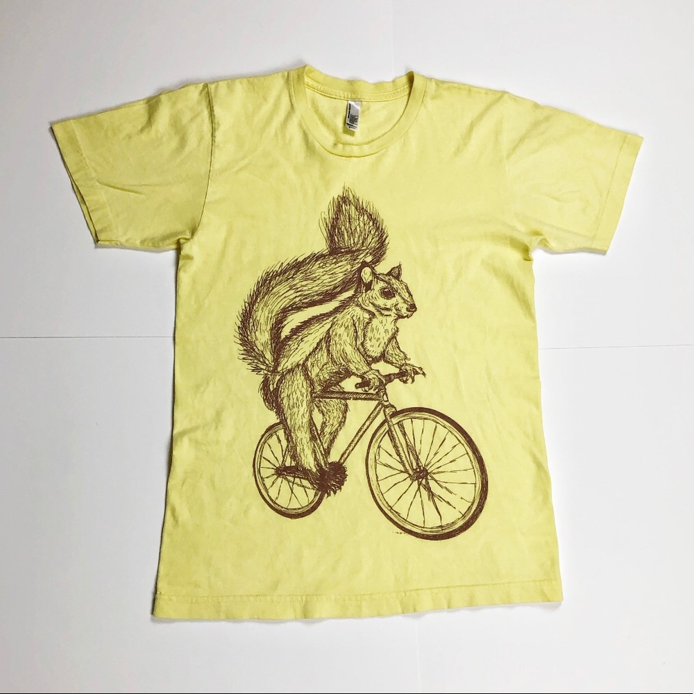Yellow Squirrel Riding a Bicycle Tee